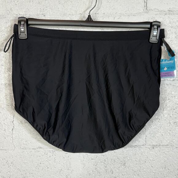 Swim Solutions Plus Size Mid-Rise Tummy-Control Swim Bottoms - Black 20W - Picture 4 of 5